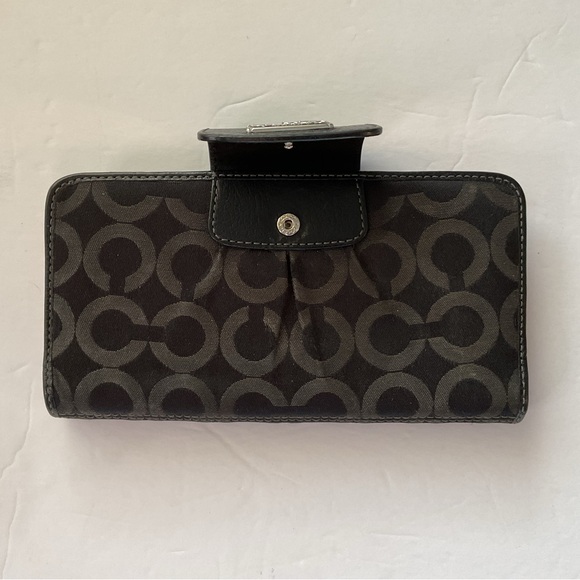 Vintage Coach Madison Op Art Wallet Black/Pink Slim Horse & Carriage - Picture 8 of 8
